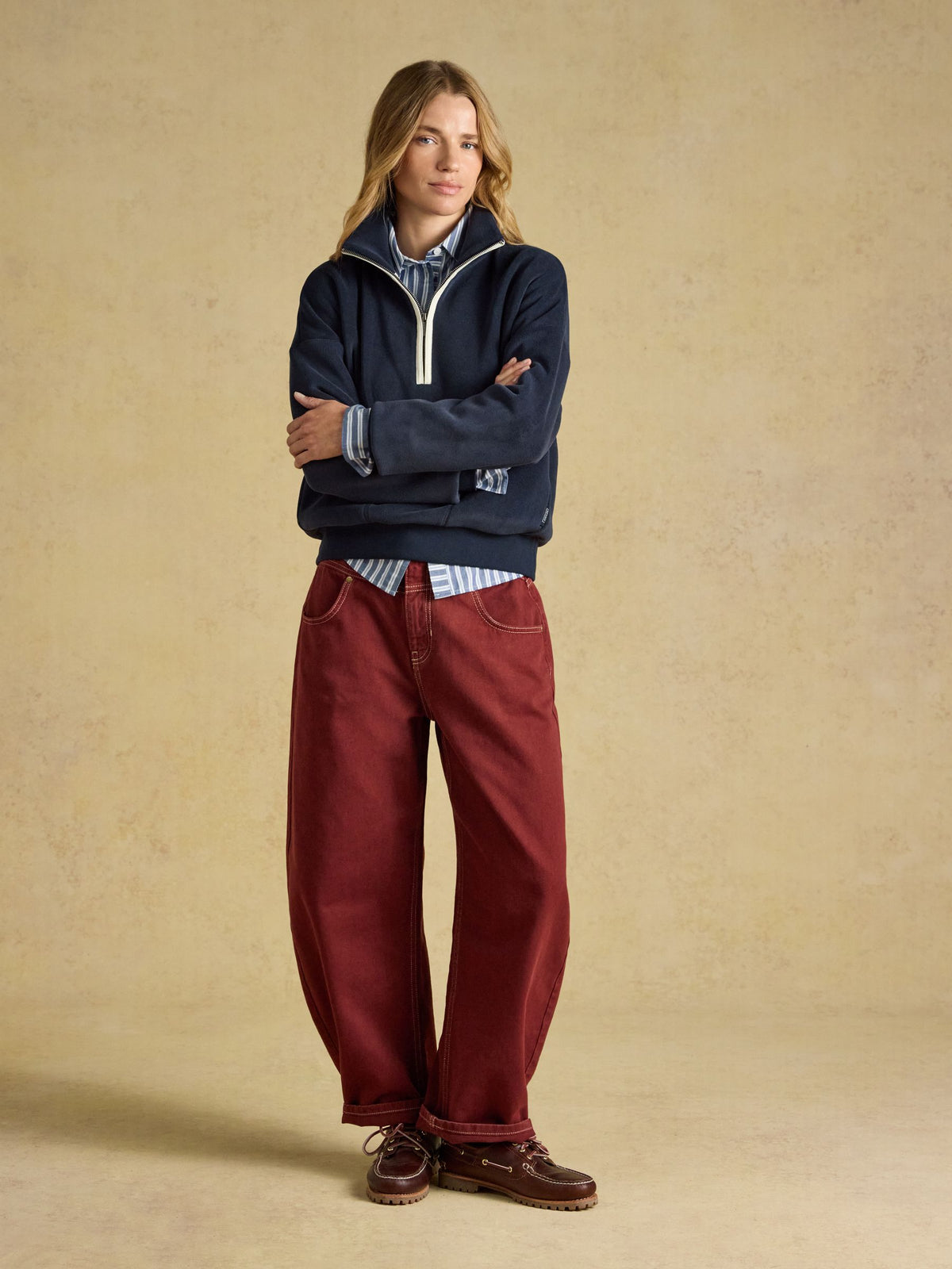 Women's Joules Navy Quarter Zip Funnel Neck Fleece for cozy warmth and outdoor style