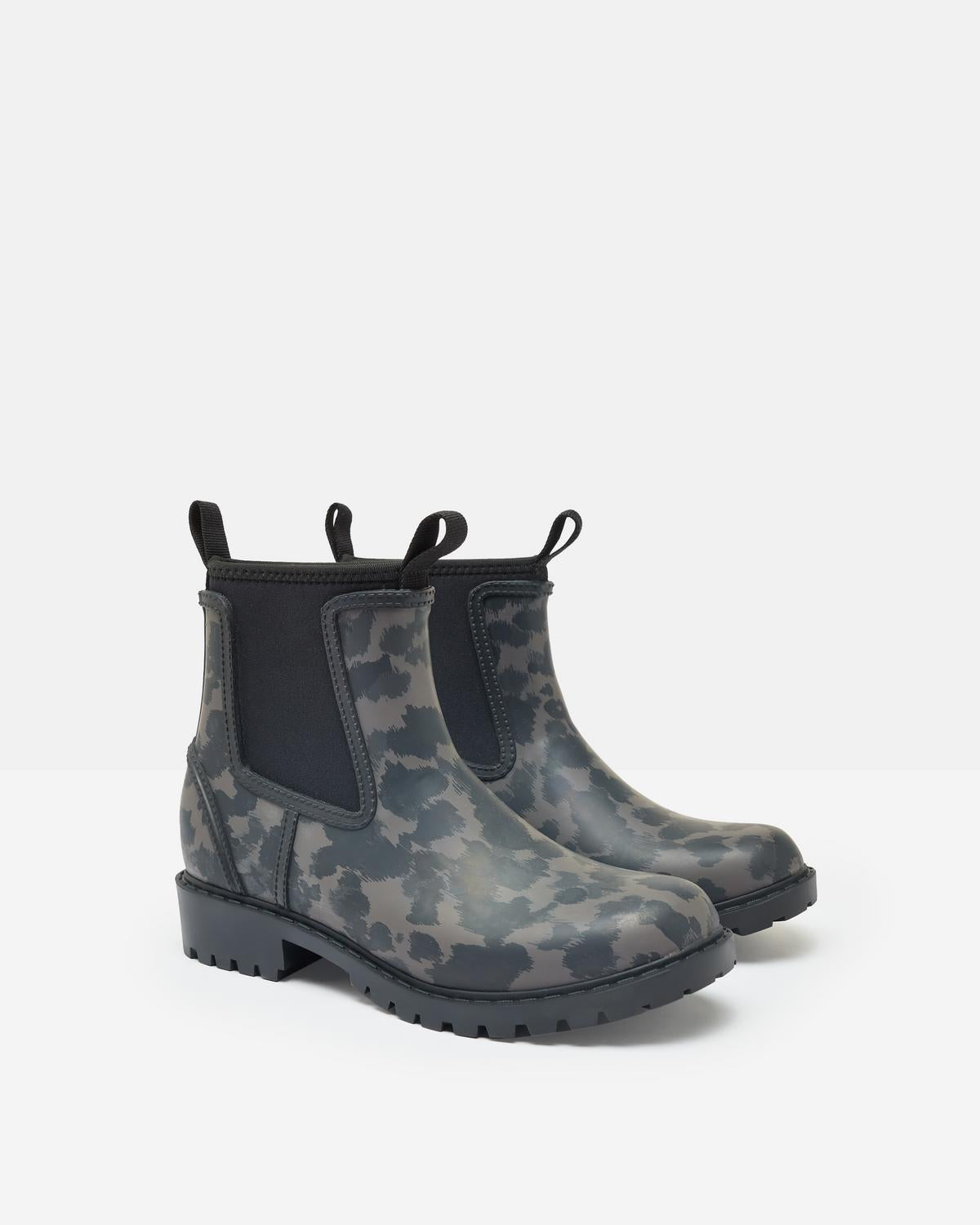 JOULES Oakfield Animal Print Rain Boots - Short, Waterproof Wellies with Neoprene Lining