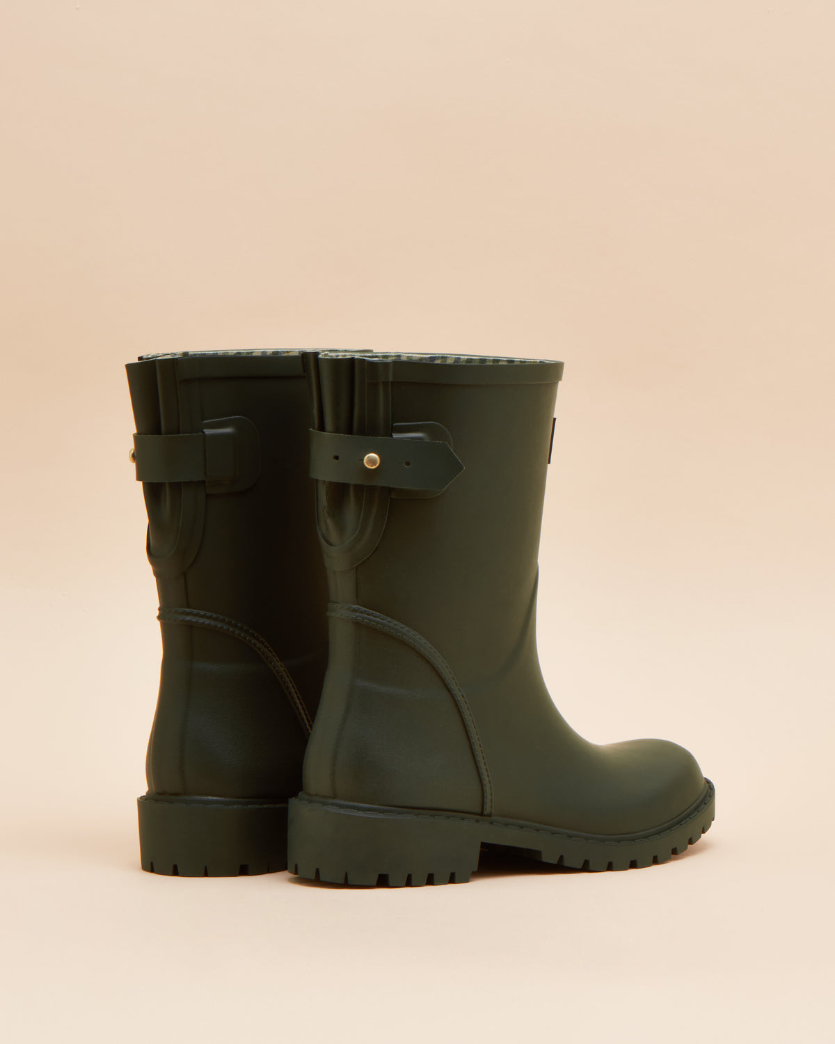 Joules Green Wellies: Wistow Mid Calf Adjustable Waterproof Boots for Women.