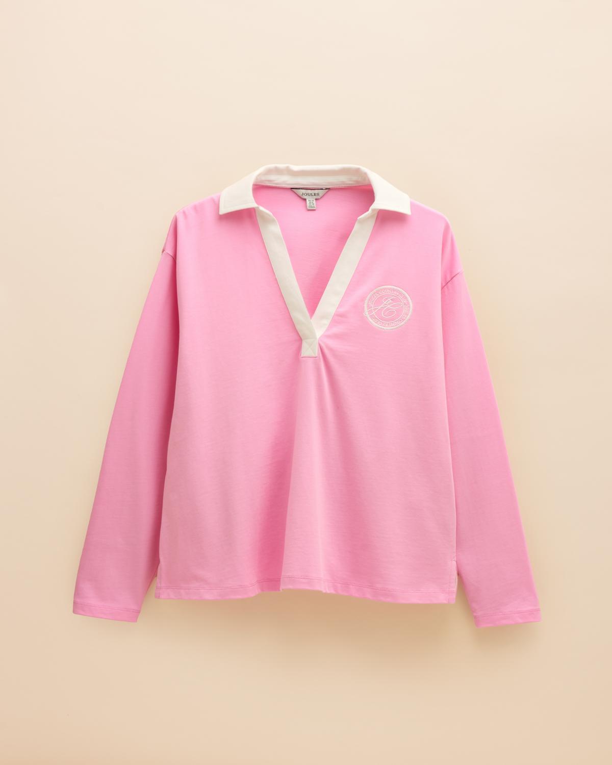 JOULES Tallie Pink Long Sleeve T-Shirt Top | Polo Shirt for Women | Equiflair
