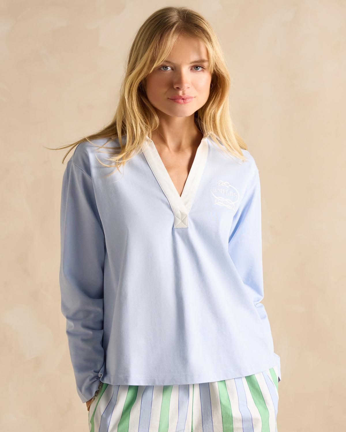 Joules Tallie Blue Top: Equiflair Summer Cotton Short Sleeve Top