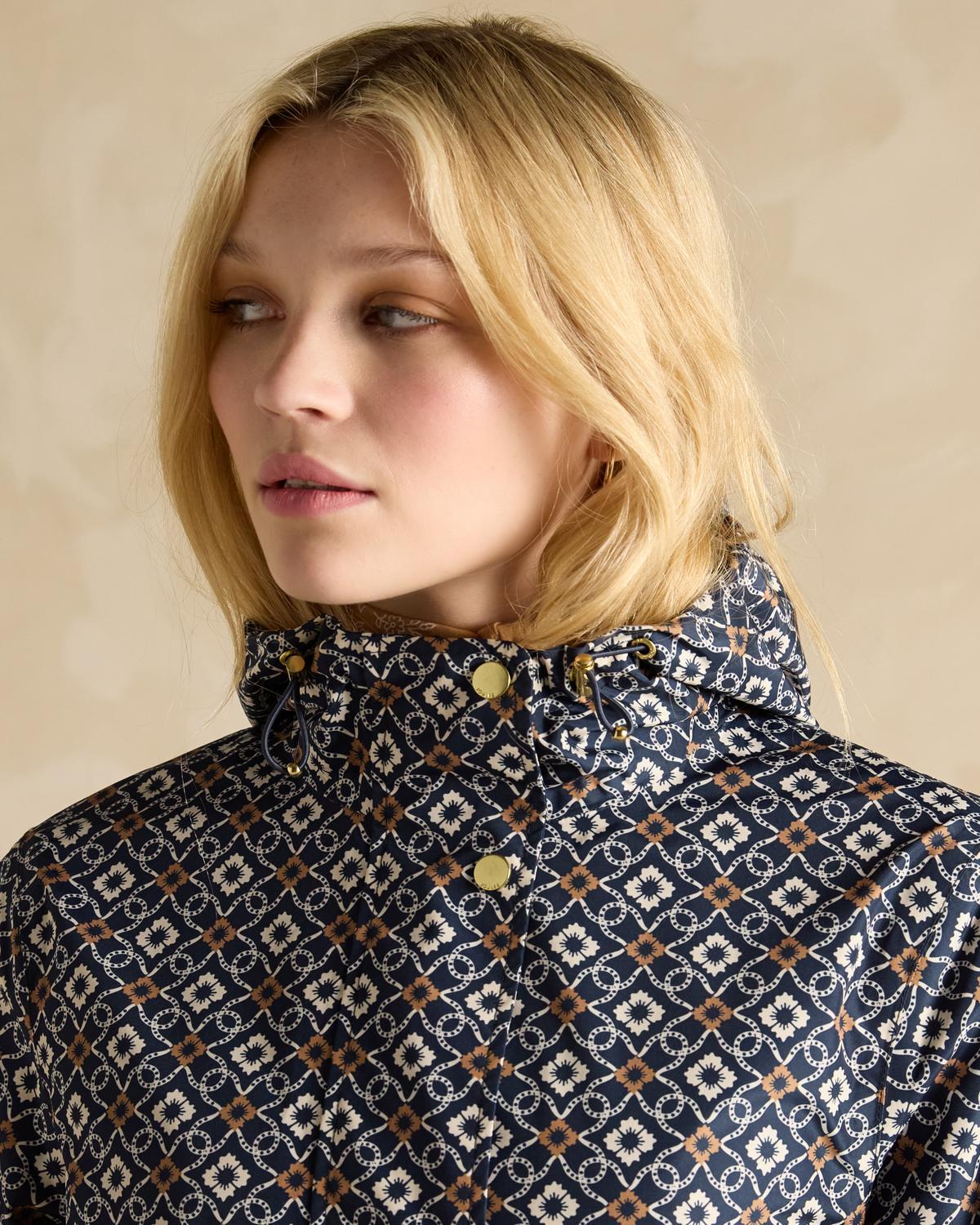 JOULES Holkham Navy Waterproof Packable Raincoat for Women - Stylish and Functional Outdoor Wear