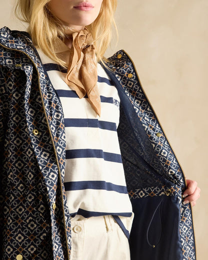 JOULES Holkham Navy Waterproof Packable Raincoat: Stylish and functional women's raincoat from Equiflair.