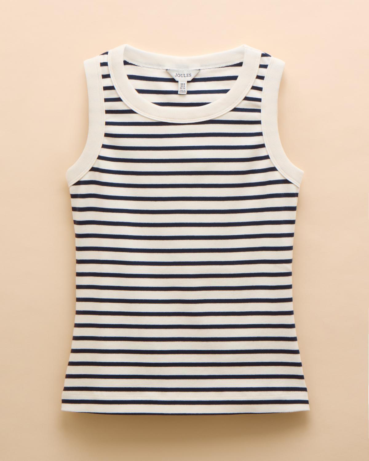 JOULES HARBOUR VEST CREME NAVY - Striped Cotton Sleeveless Women's Top Summer Fashion