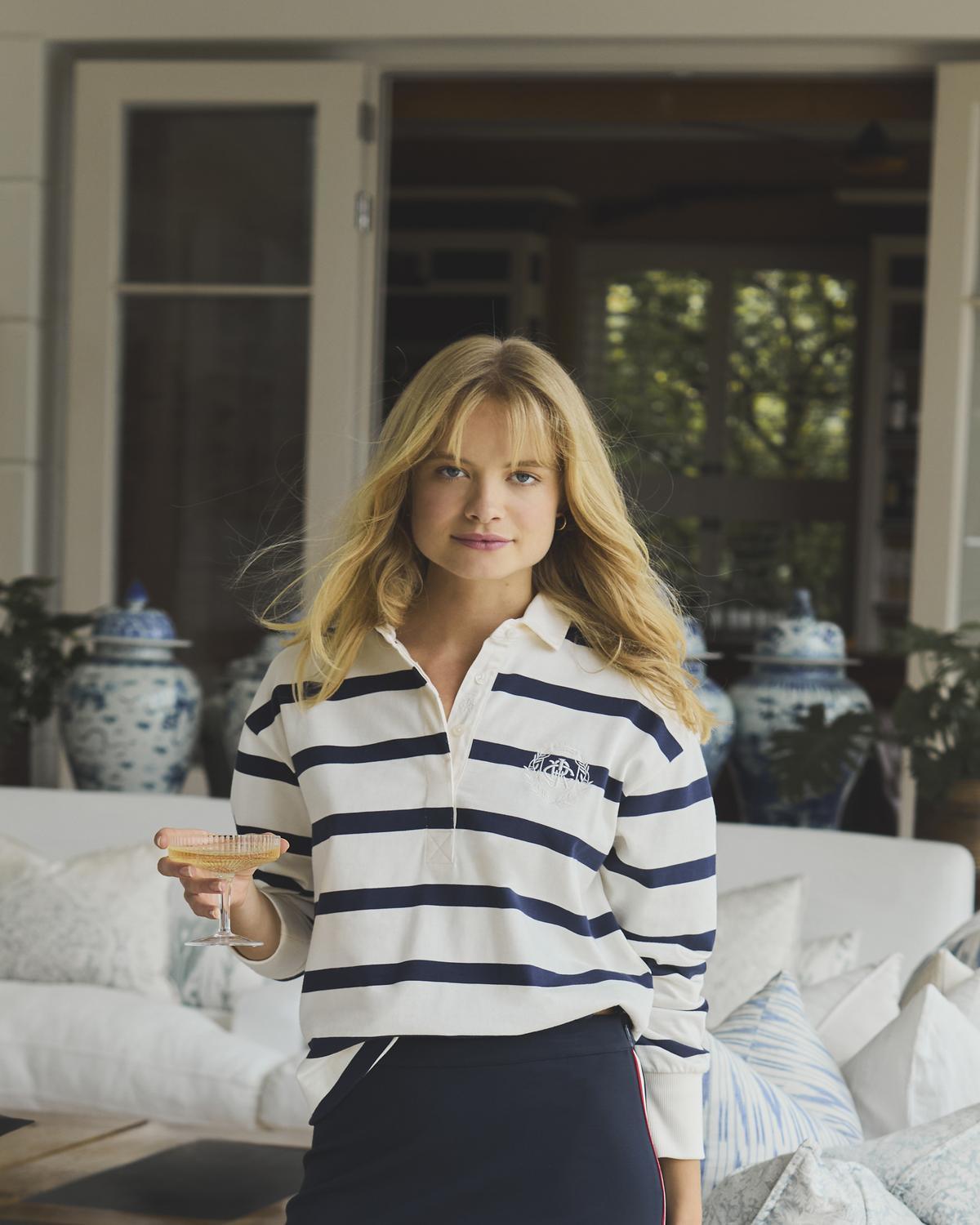 JOULES LARA NAVY STRIPE Rugby Shirt - Equiflair Store
