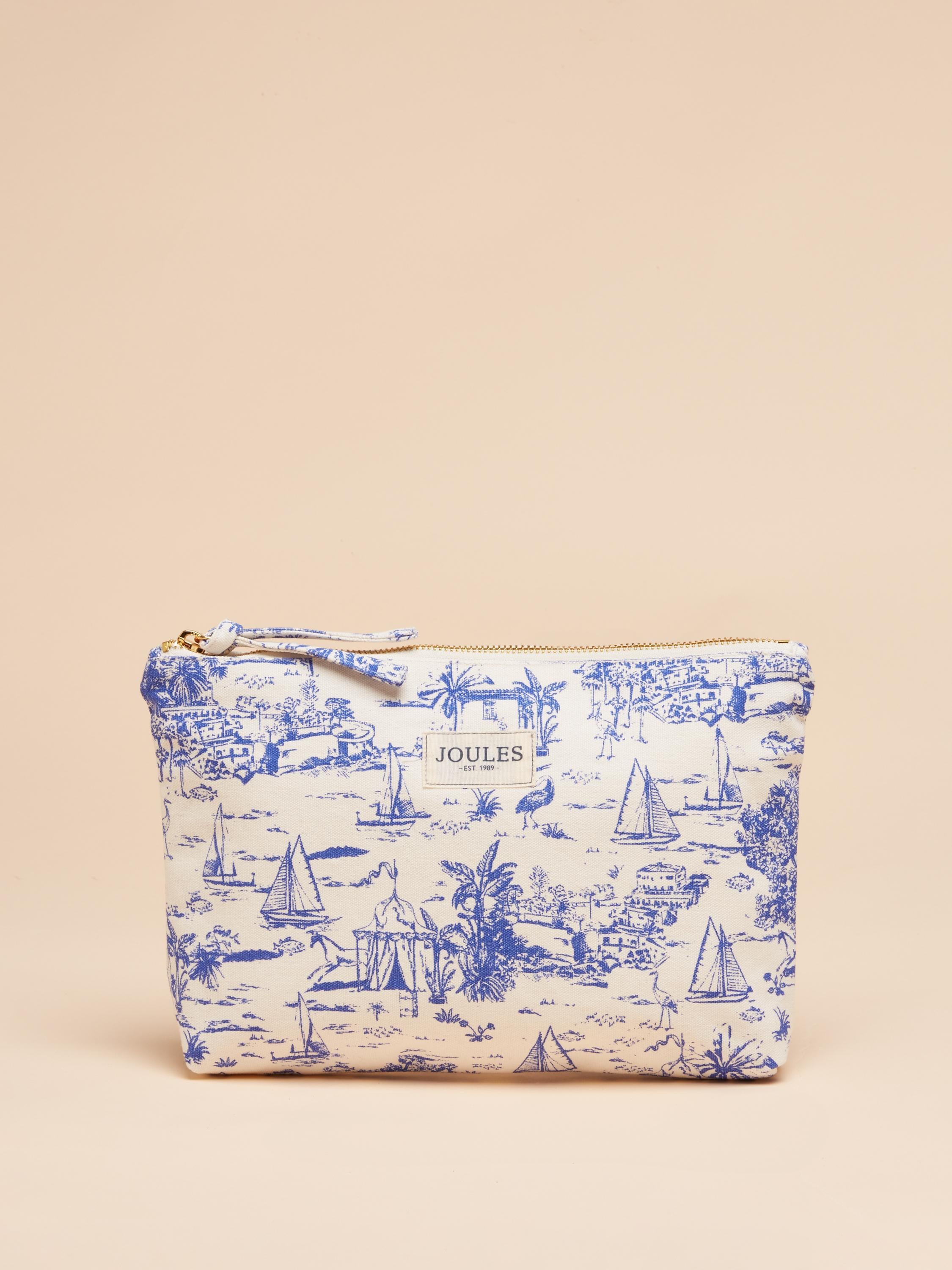 Joules Carrywell Zip Pouch Blue Toile