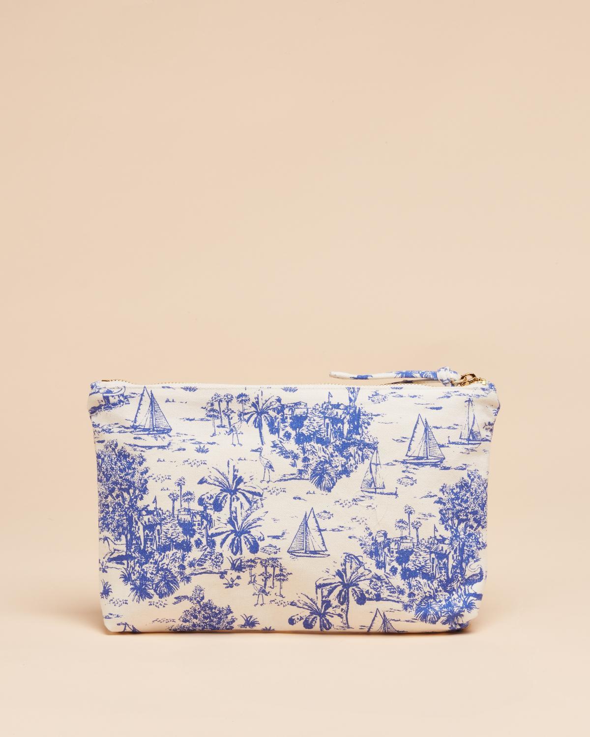 Joules Carrywell Zip Pouch Blue Toile