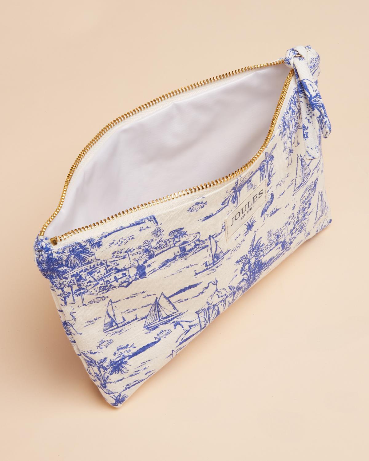 Joules Carrywell Zip Pouch Blue Toile