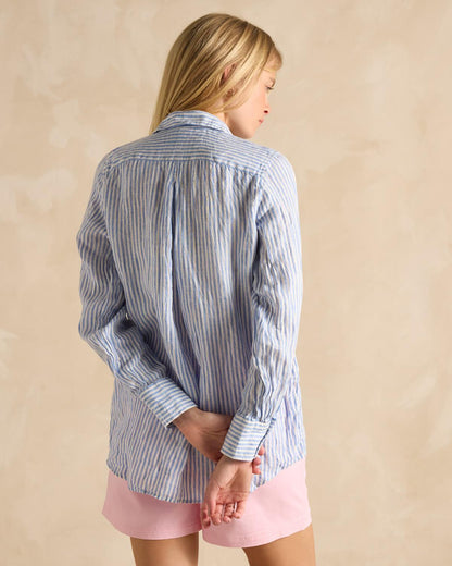 Joules Tallie Blue Striped Shirt Back View | Women's Casual Top | Equiflair