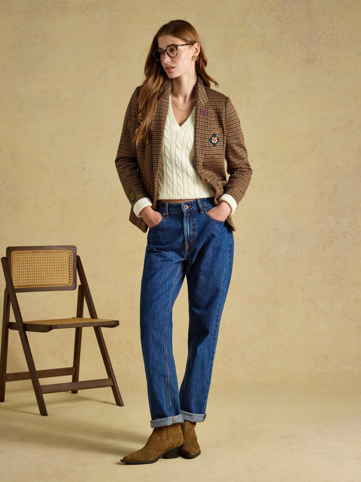 Women's Joules Albury Badged Jersey Blazer