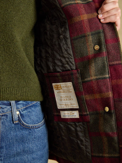Joules Women's Red Check Tweed Field Coat - Heritage Country Style