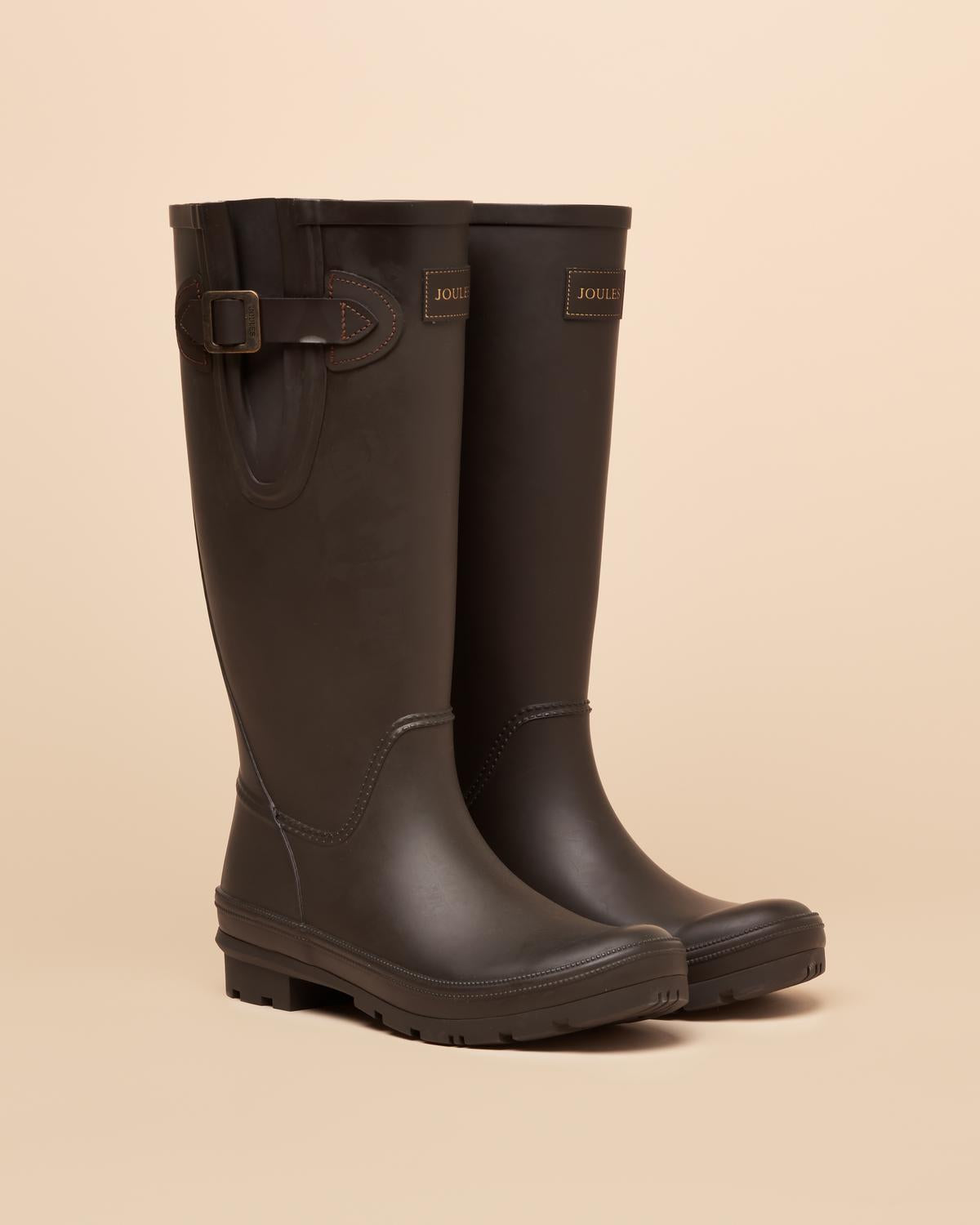 Joules Women's Houghton Adjustable Tall Welly Chocolate Brown