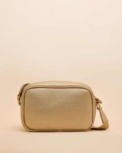 JOULES TRENT Gold Crossbody Bag: Faux Leather, Adjustable Strap, Metal Zip, Stylish Women's Bag from Equiflair.