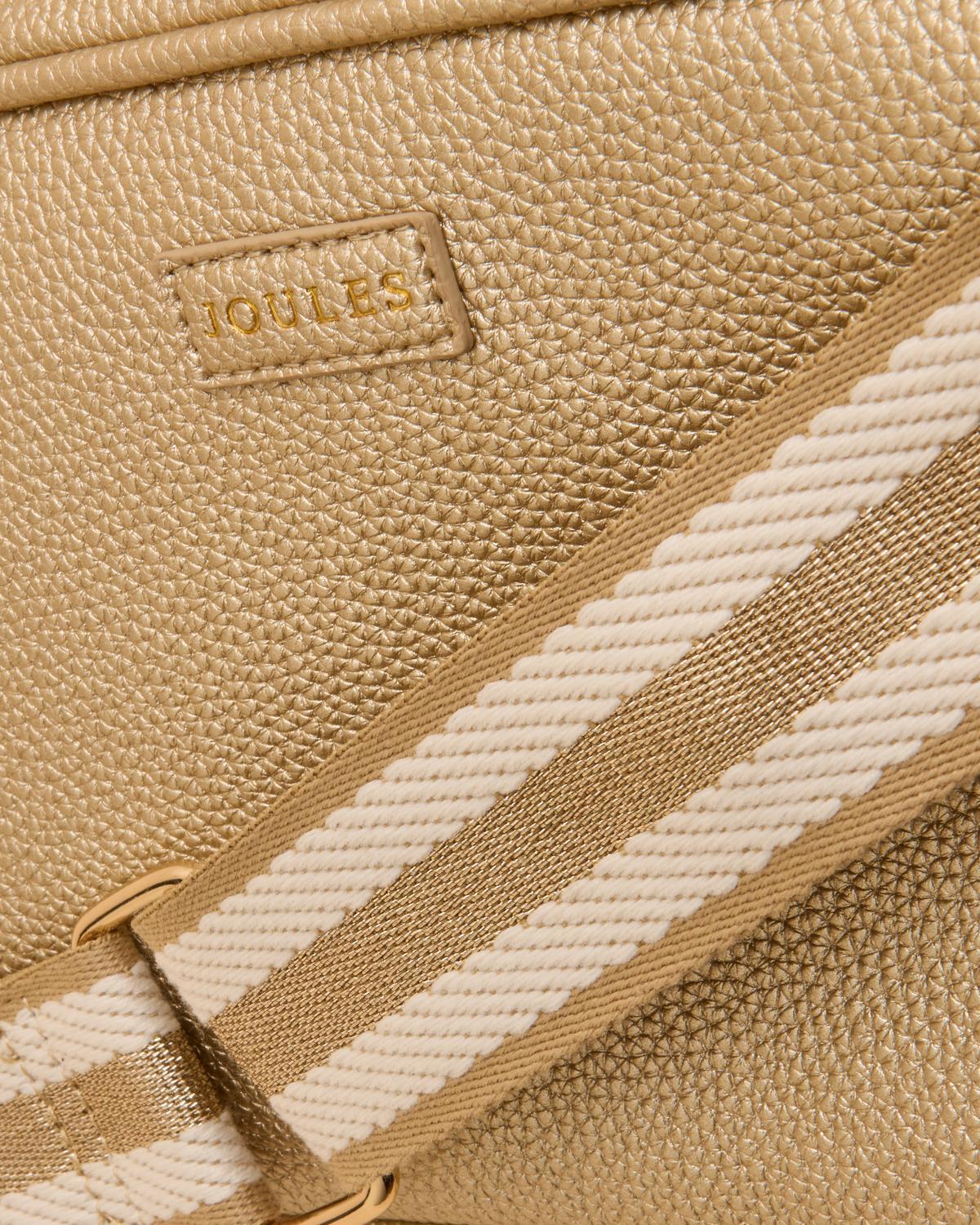 Joules Trent Gold Cross Body Bag - Faux Leather Shoulder Bag with Adjustable Strap