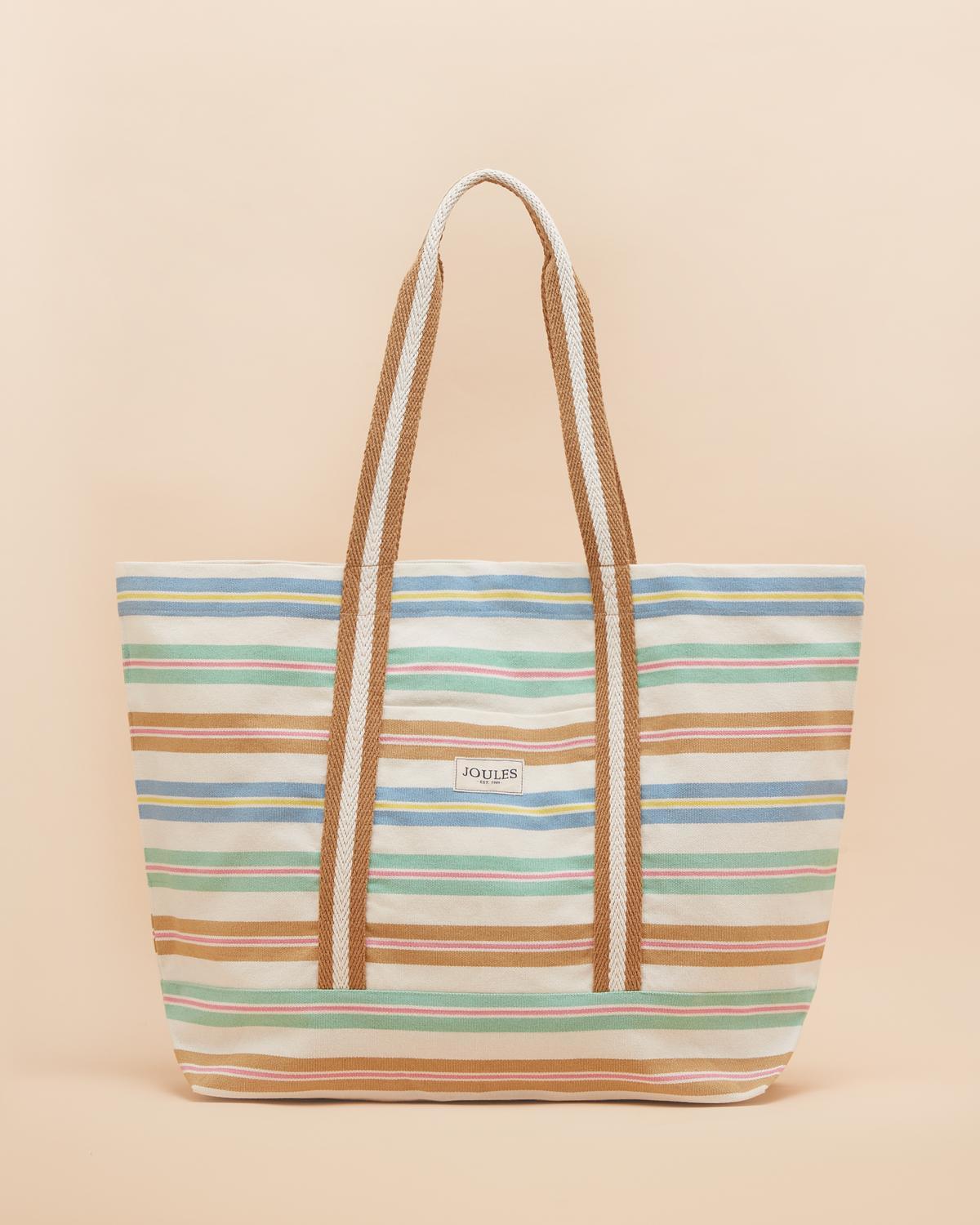 Joules Striped Canvas Beach Bag - Spacious & Stylish Tote