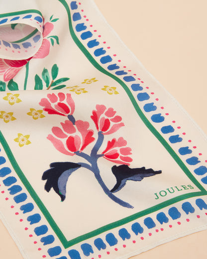 JOULES Highgrove Skinny Floral Silk Scarf - Mosaic Print | Shop Accessories