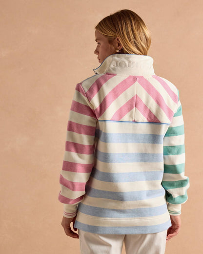 Joules Burnham White & Blue Stripe Sweatshirt for Women | Relaxed Fit
