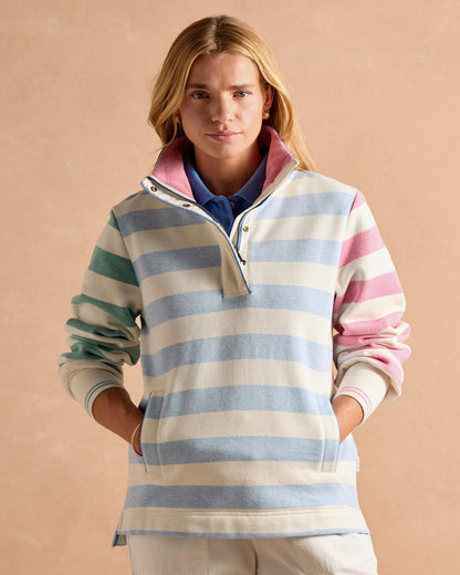 JOULES White and Blue Stripe Sweatshirt - Comfortable Women's Fashion Relaxed Fit