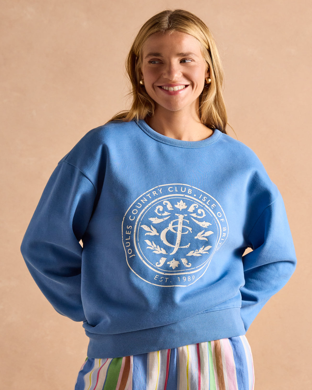 Joules Blue Country Club Crew Neck Sweatshirt - Women's Fashion Jumper