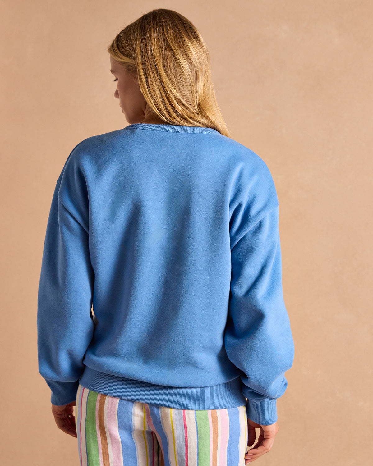 JOULES Blue Graphic Crew Neck Sweatshirt Jumper | Equiflair Women's Relaxed Fit Pullover