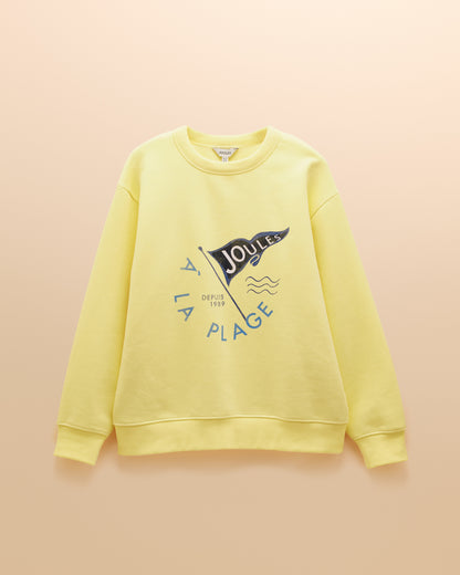 Yellow Joules "À la Plage" Sweatshirt from Equiflair - Women's Graphic Crew Neck Jumper