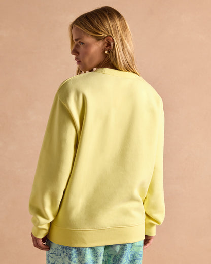 JOULES Yellow Graphic Crew Neck Sweatshirt for Women - Relaxed Fit, Long Sleeve Jumper