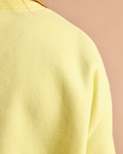 JOULES Graphic Crew Sweat Jumper Yellow: Relaxed Fit, Ribbed Cuffs, Preppy Slogan, Cool-Girl Style. Shop Equiflair!