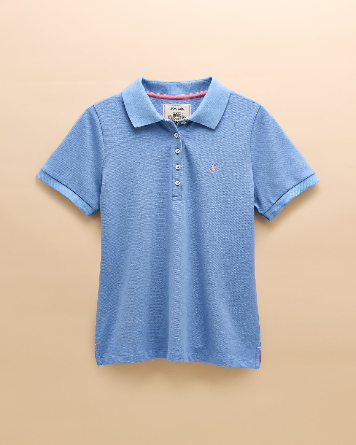 Joules Woody Blue Polo Shirt for Ladies | Classic Fit Cotton Pique Top with Embroidered Hare Logo