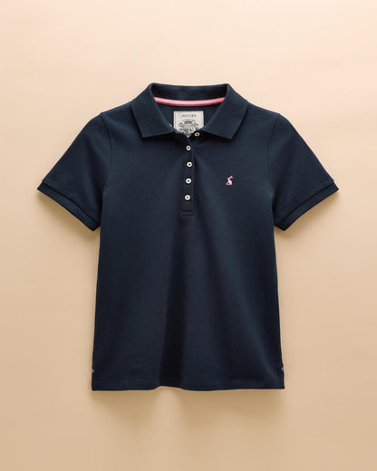 Joules Woody Ladies Navy Polo Shirt - Classic Fit, Cotton Pique, Short Sleeve. Find it at Equiflair