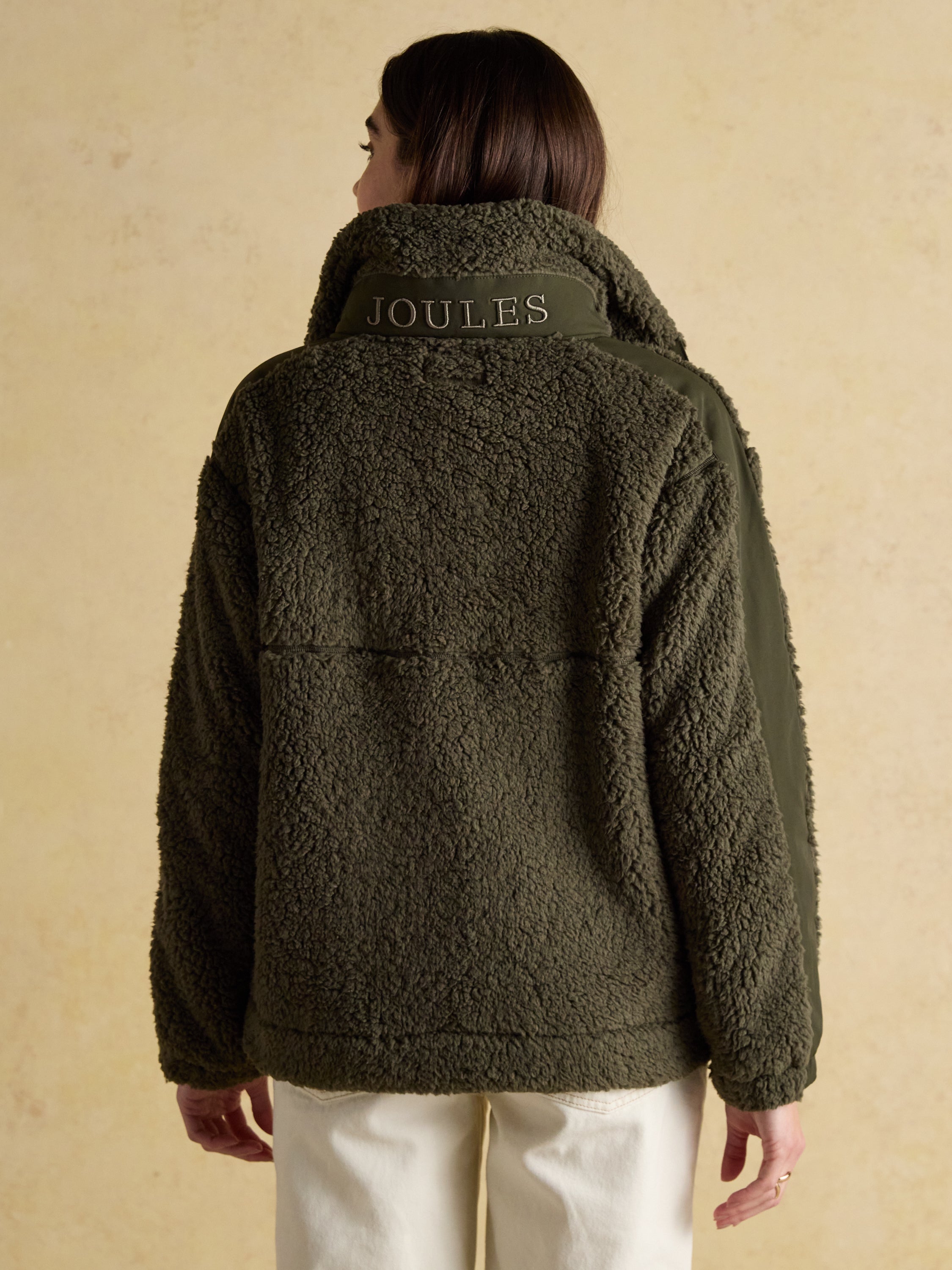 Joules Tilly Khaki Quarter Zip Fleece - Womens Borg Fleece Pullover Equiflair