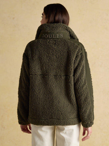 Joules Tilly Khaki Quarter Zip Fleece - Womens Borg Fleece Pullover Equiflair