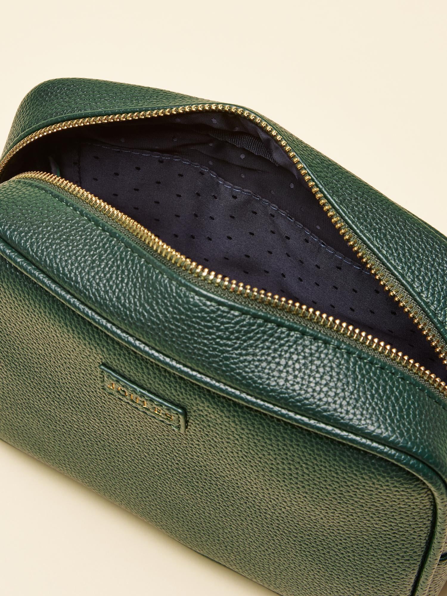 JOULES TRENT Dark Green Cross Body Bag - Crossbody purse with adjustable strap, gold hardware, jacquard lining - Equiflair