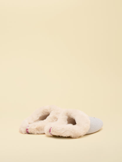 Joules Grey Dog Slippers: Cozy Faux Fur Lined Slip-Ons for Women