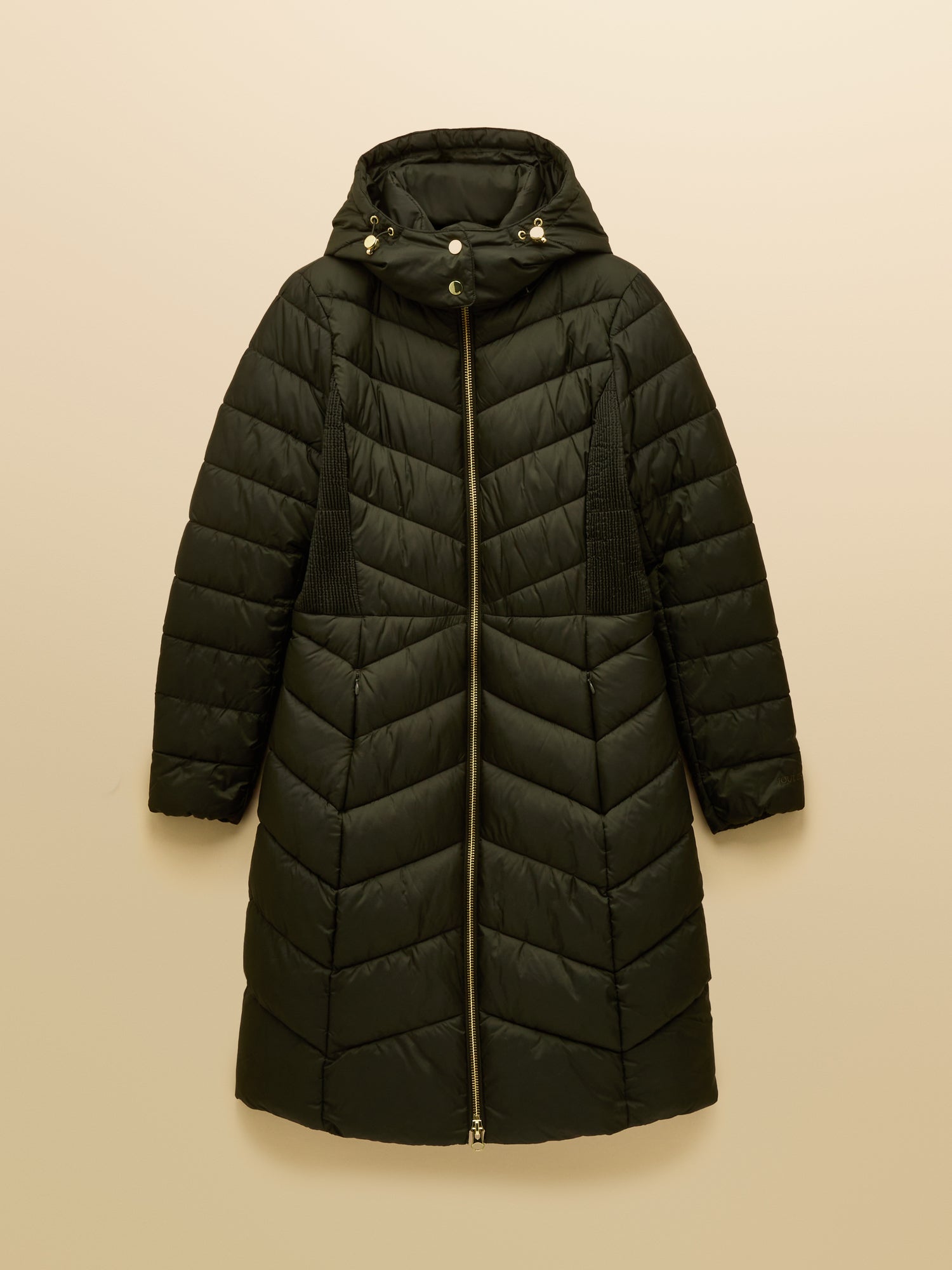 Joules Pembury Khaki Green Showerproof Longline Padded Coat with Hood