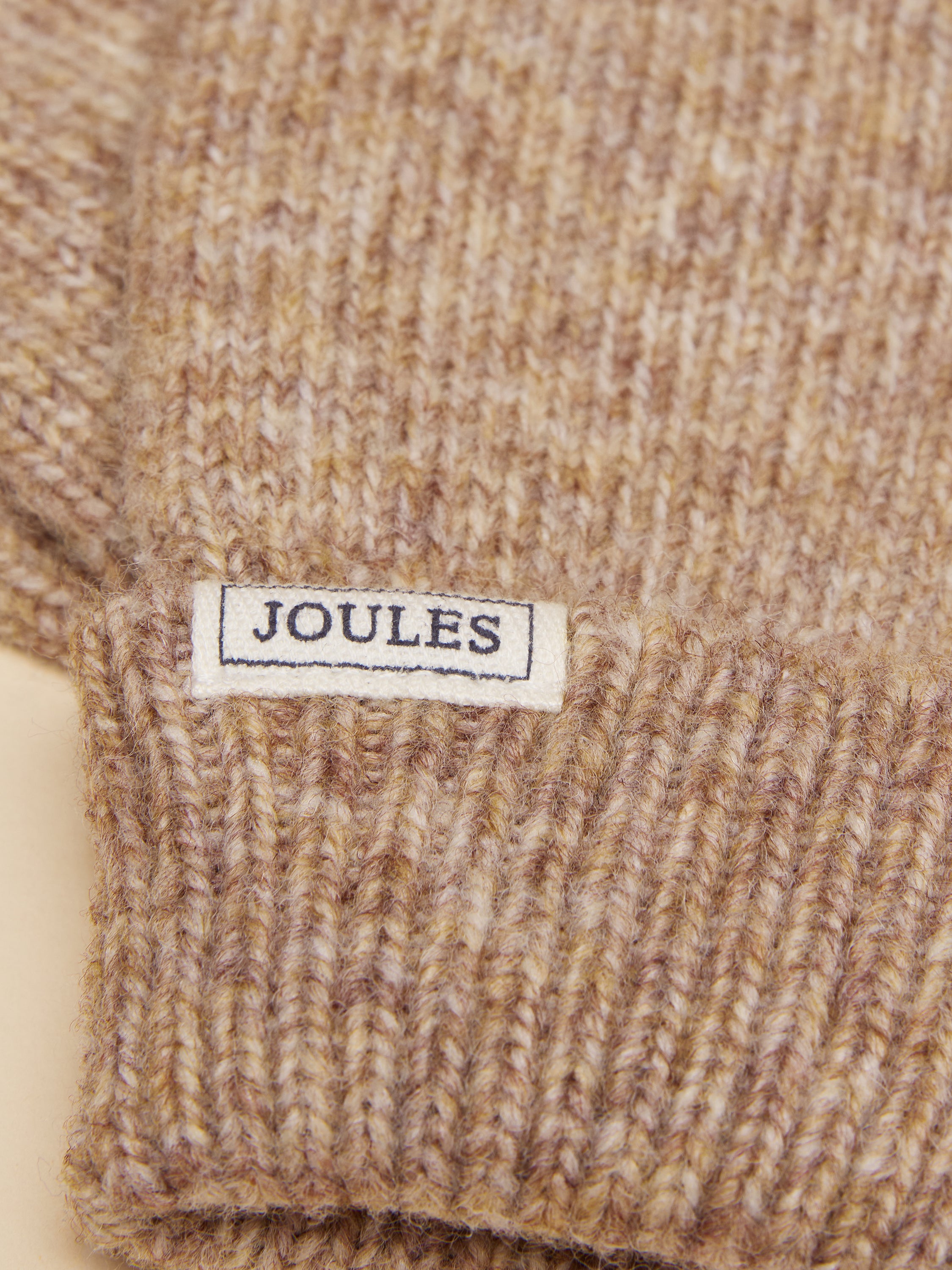 Joules Rosa Oatmeal Gloves: Knit texture, branded label. Chic & cozy gloves from Equiflair. Matching hats & scarves available!