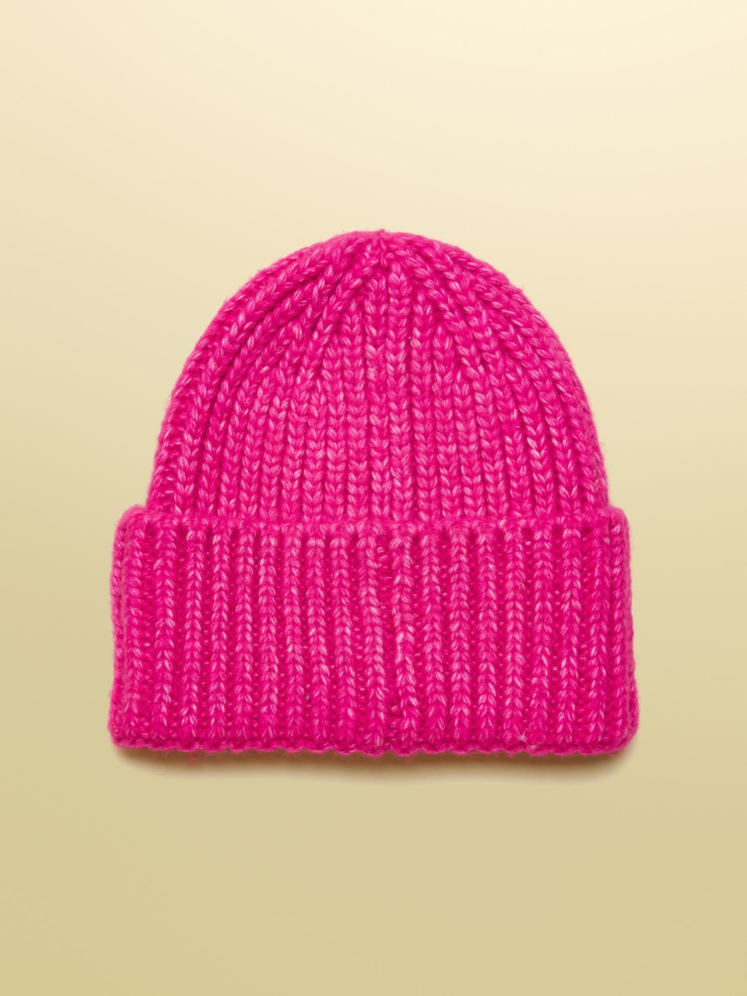 Joules Rosa Hot Pink Beanie Hat - Ribbed Knit Winter Cap for Women