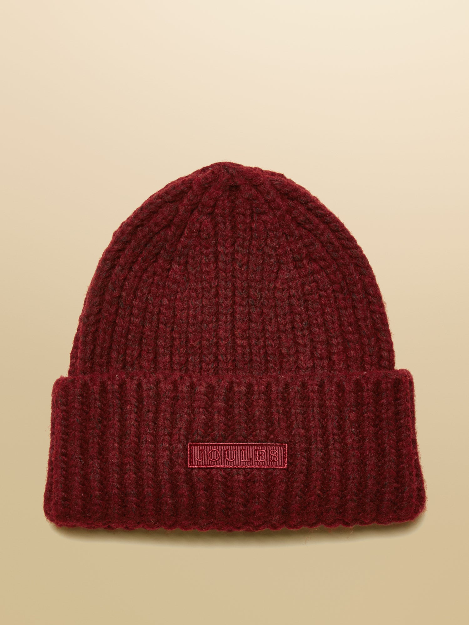 Joules Rosa Beanie Berry Red: Ribbed Knit Winter Hat with Turnback Cuff