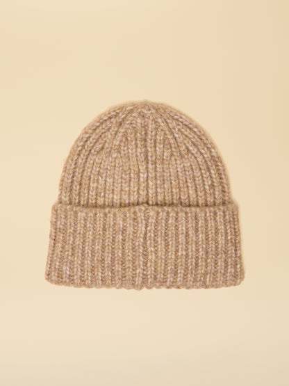 Joules Rosa Oatmeal Beanie: Ribbed Knit Winter Hat with Turnback Cuff, Made with Recycled Polyester
