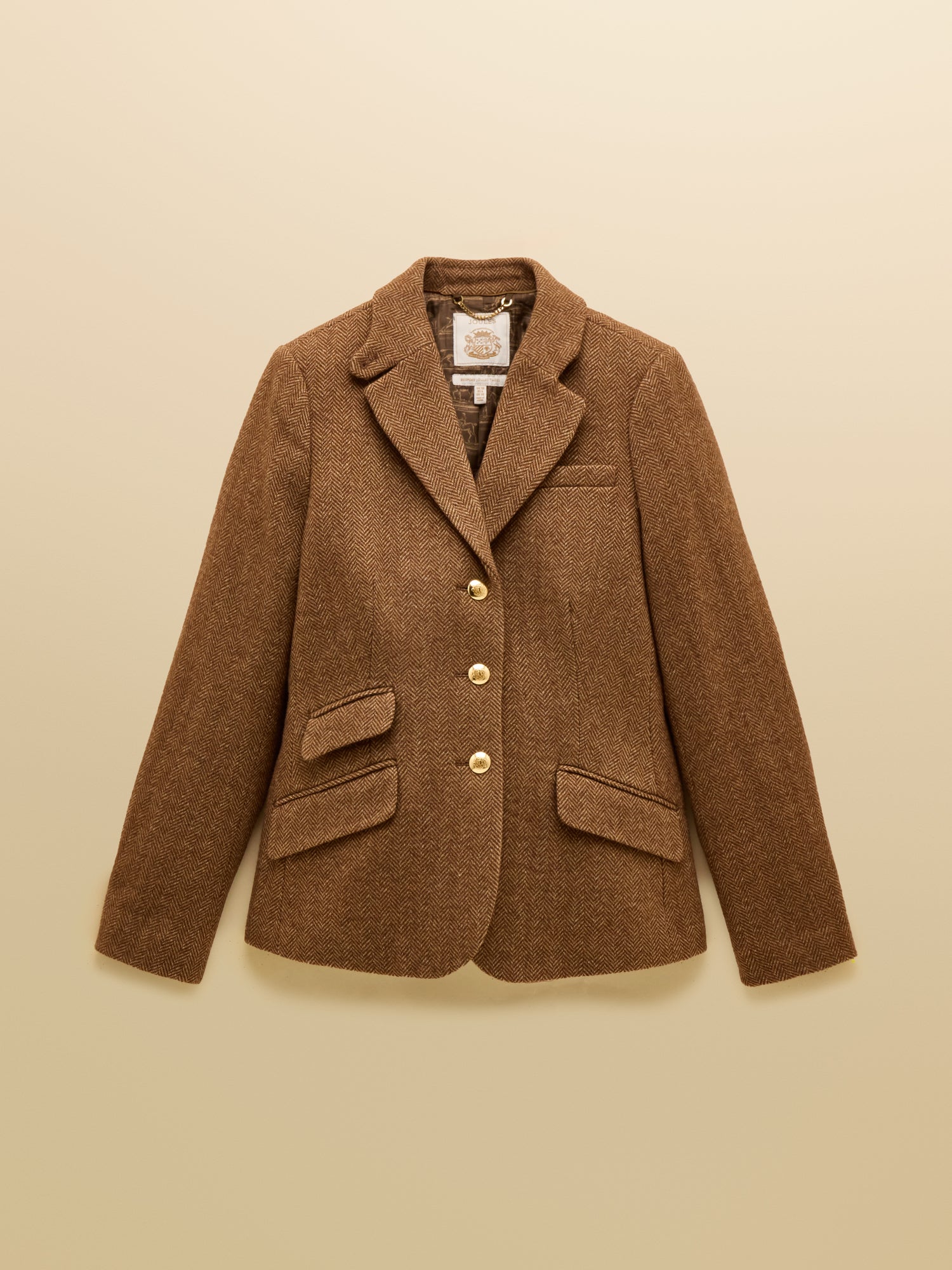 Joules Canterly Brown Herringbone Tweed Hacking Jacket