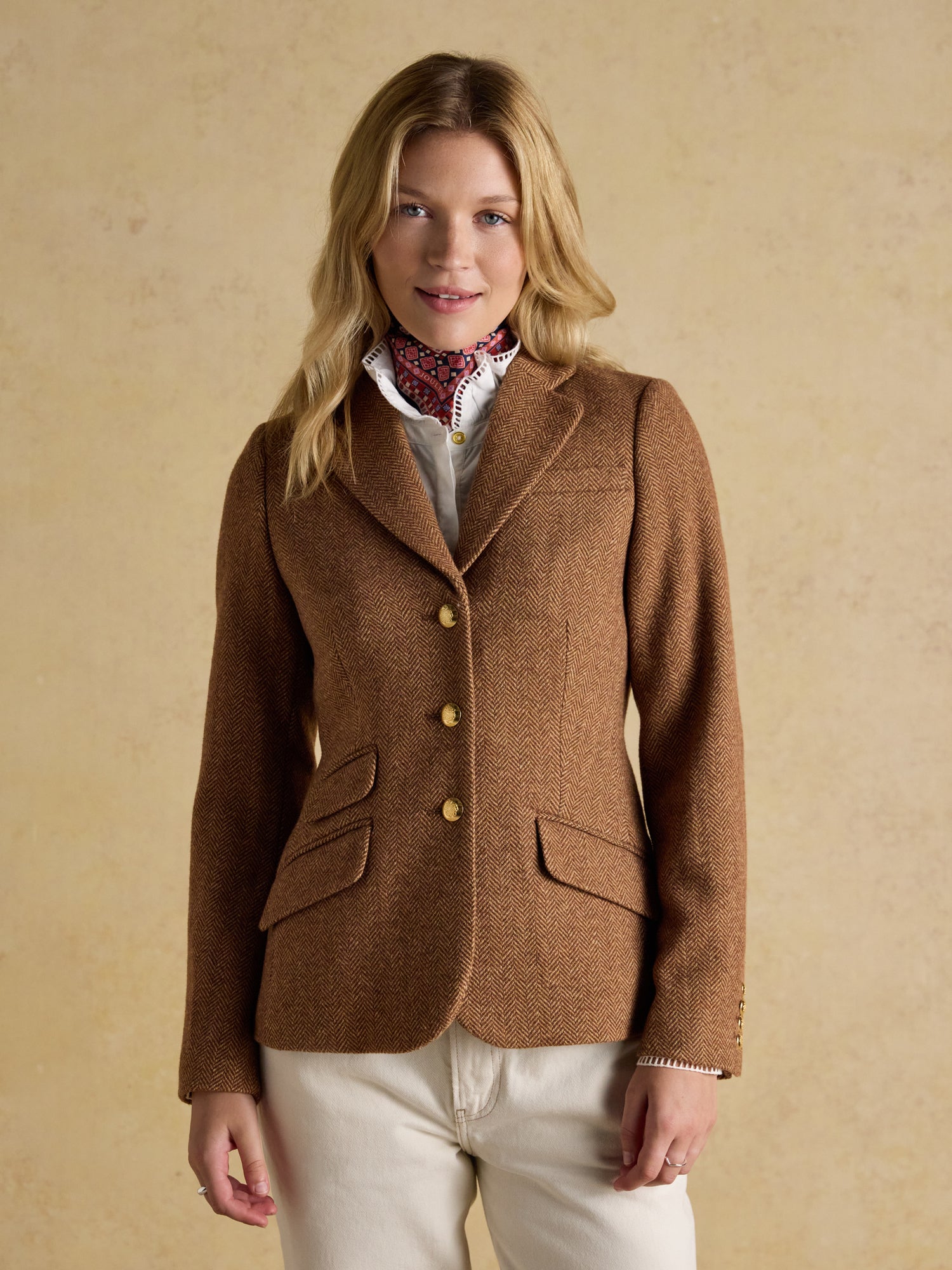 Joules Canterly Brown Herringbone Tweed Hacking Jacket