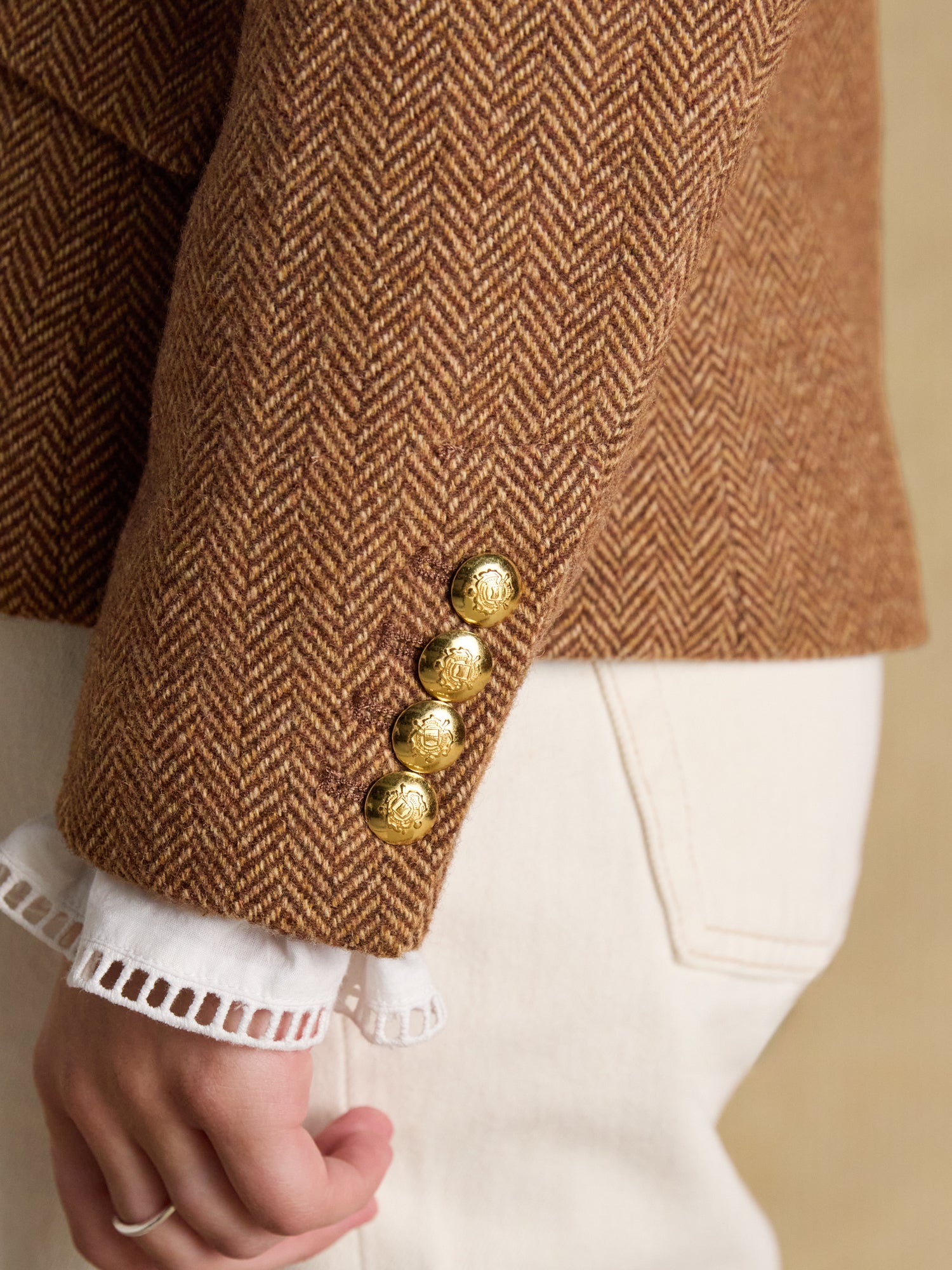 Joules Canterly Brown Herringbone Tweed Hacking Jacket