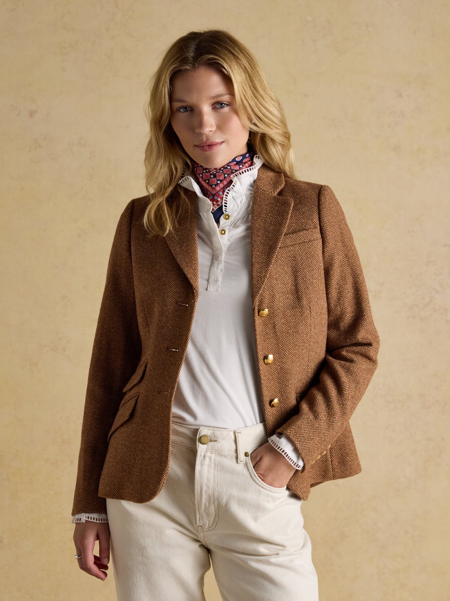 Joules Canterly Brown Herringbone Tweed Hacking Jacket