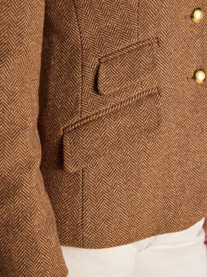 Joules Canterly Brown Herringbone Tweed Hacking Jacket