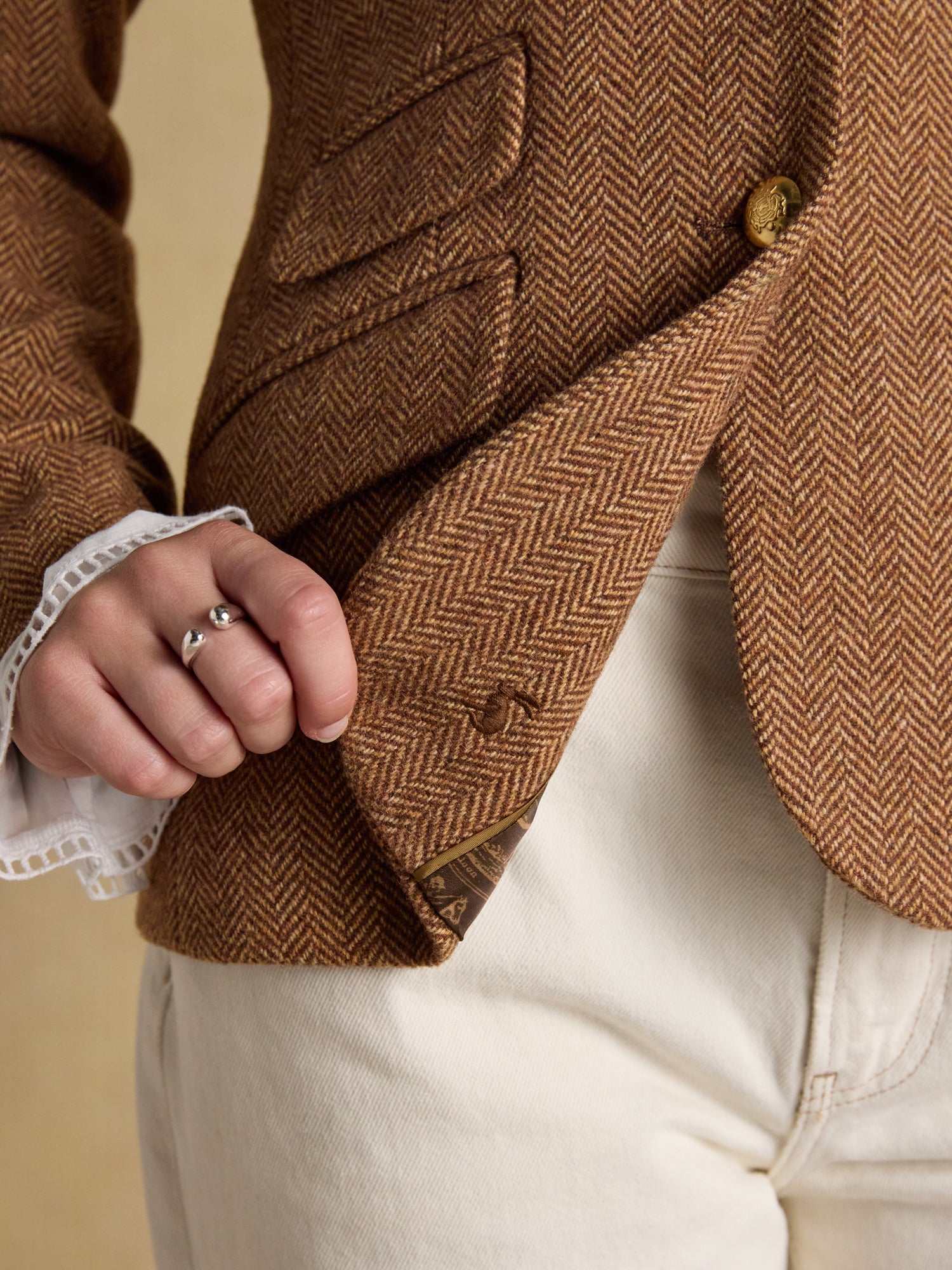 Joules Canterly Brown Herringbone Tweed Hacking Jacket