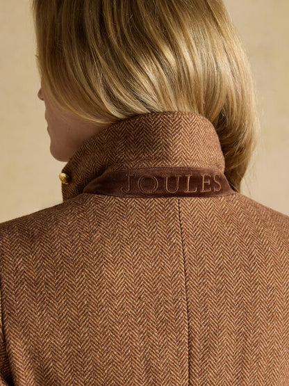 Joules Canterly Brown Herringbone Tweed Hacking Jacket
