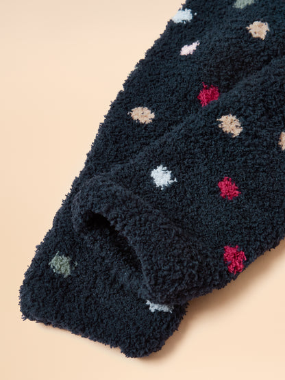Joules Navy Spot Fluffy Socks: Soft & Cozy Socks for Women