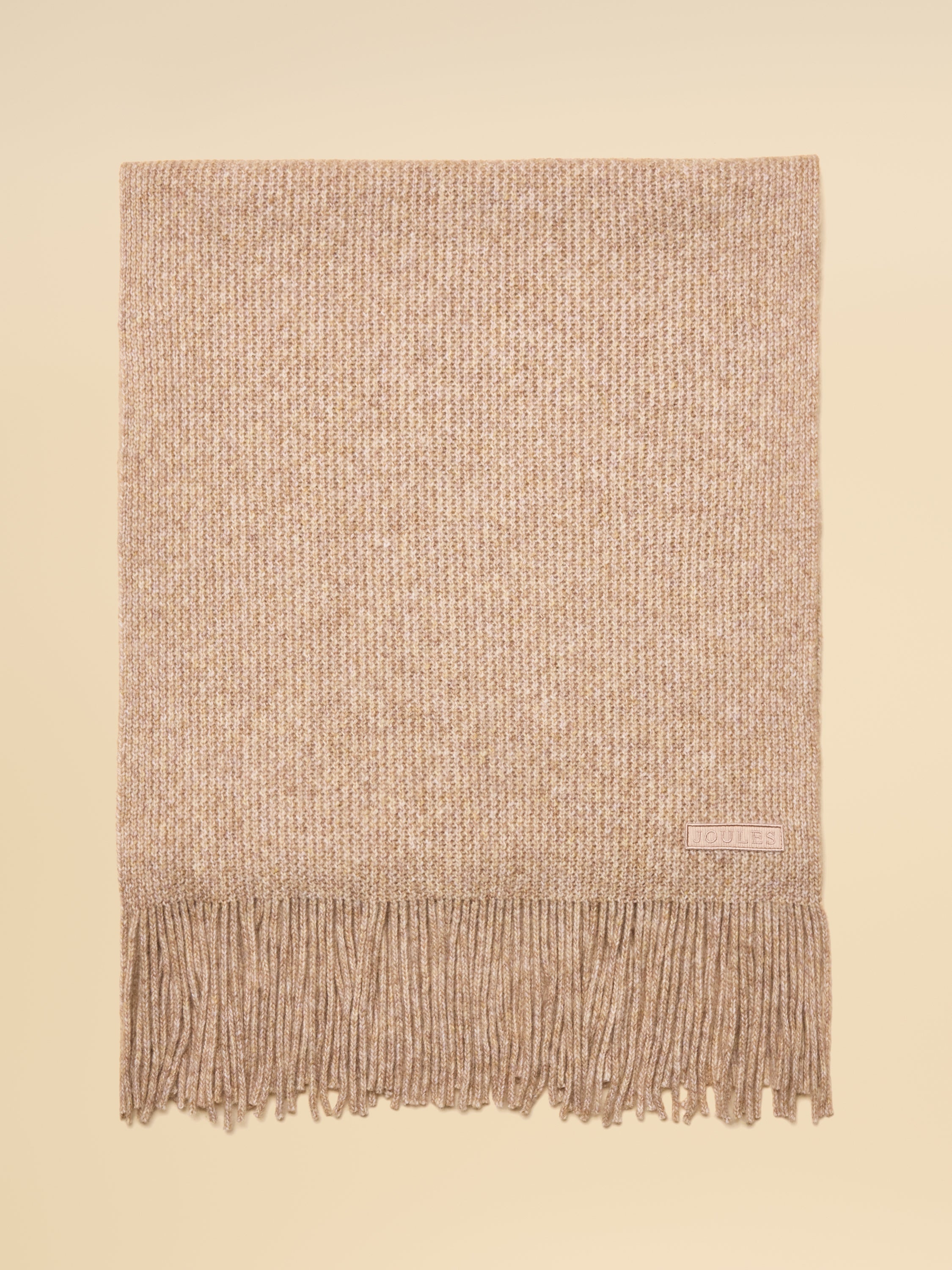 JOULES ROSA Oatmeal Scarf: Knitted, Fringed Edge, Stylish Women's Scarf