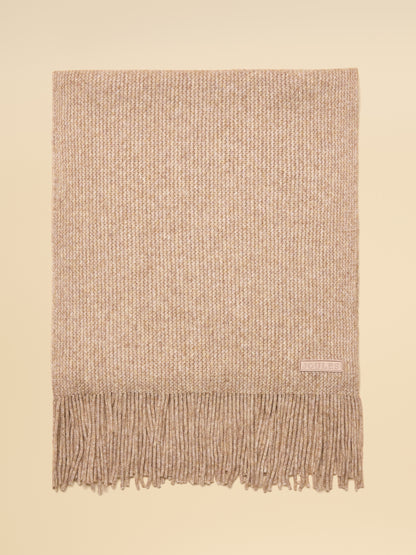 JOULES ROSA Oatmeal Scarf: Knitted, Fringed Edge, Stylish Women's Scarf