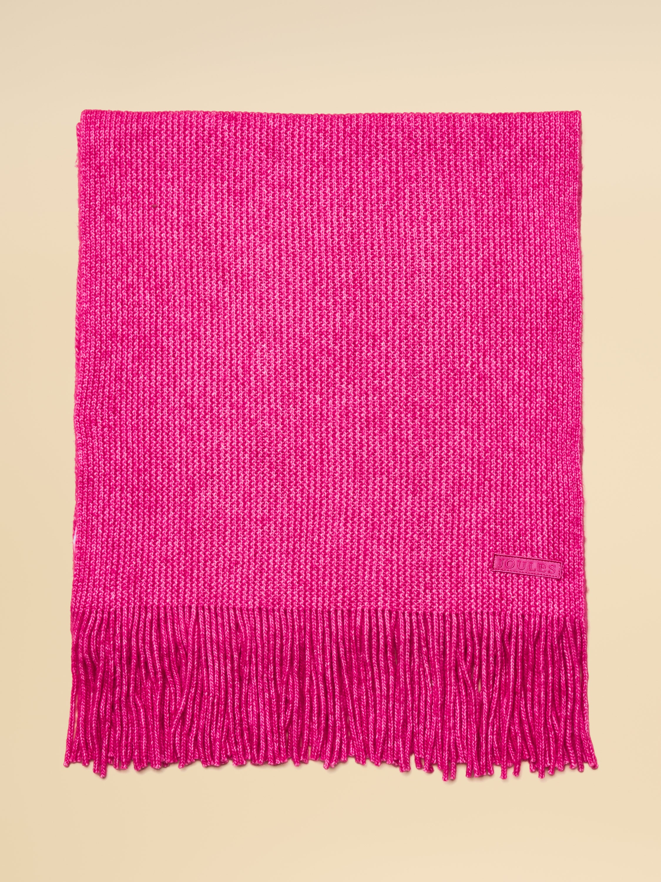 Joules Rosa Pink Knitted Scarf with Fringes - Stylish Women's Winter Accessory