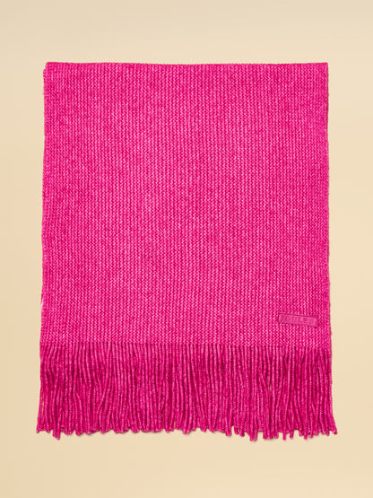 Joules Rosa Pink Knitted Scarf with Fringes - Stylish Women's Winter Accessory